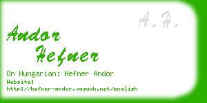 andor hefner business card